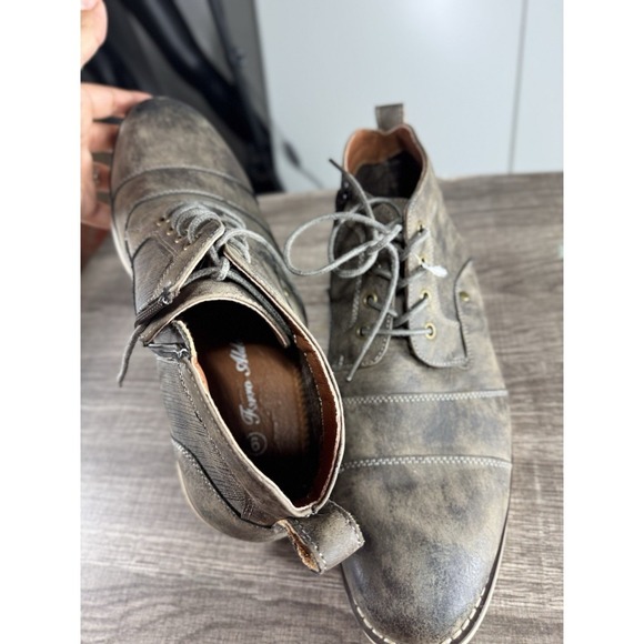 Ferro Aldo Blaine Casual Brogue Mid-Top Lace-up side zip Boots US 9 Grey Gray - Picture 6 of 7